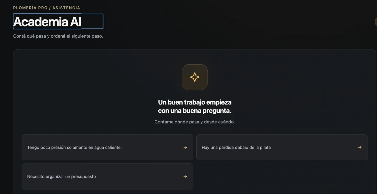 Interfaz de Academia AI recortada